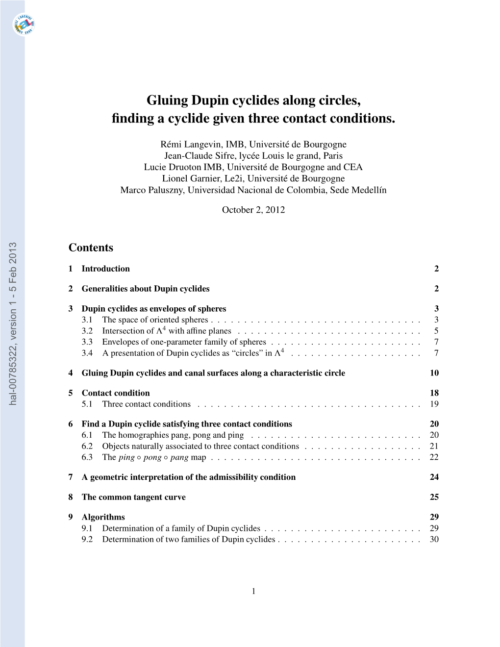 [Hal-00785322, V1] Gluing Dupin Cyclides Along Circles, Finding A