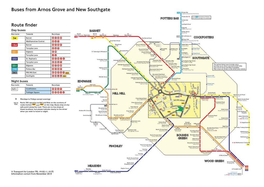 Buses from Arnos Grove and New Southgate 298 Potters Bar Cranborne Road Industrial Estate