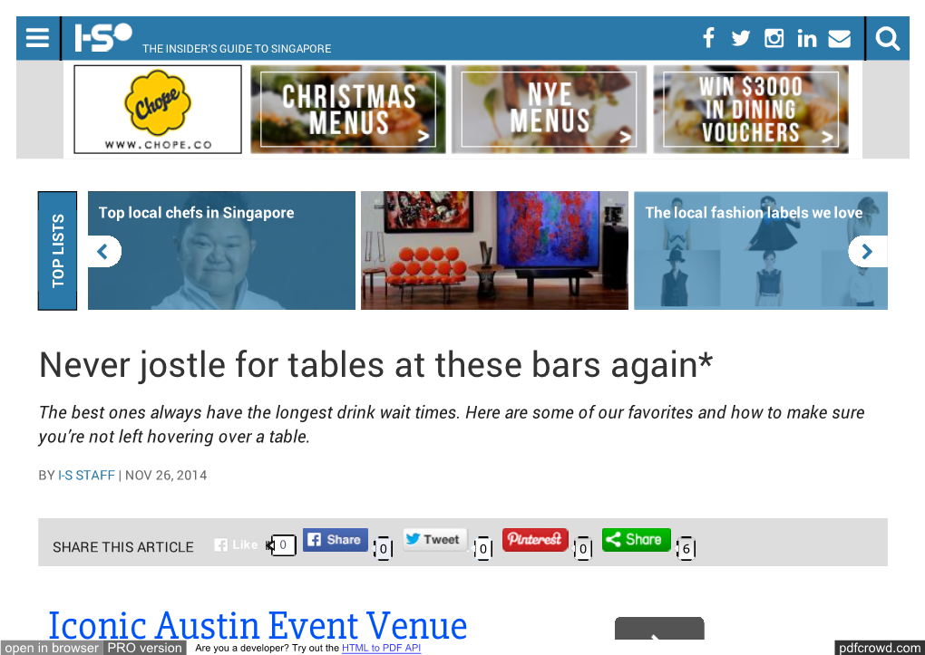 Never Jostle for Tables at These Bars Again* | I-S Magazine Online