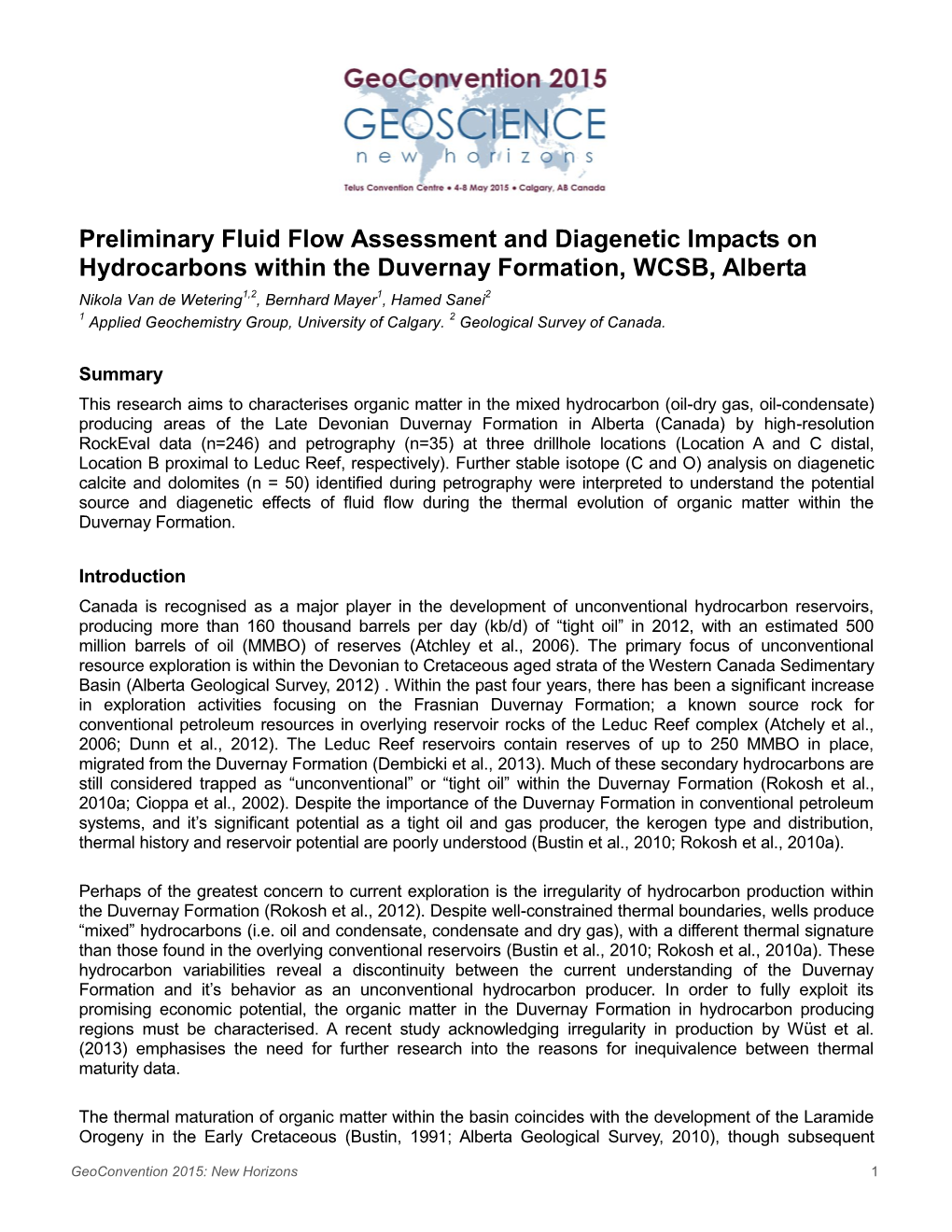 Preliminary Fluid Flow Assessment and Diagenetic Impacts On