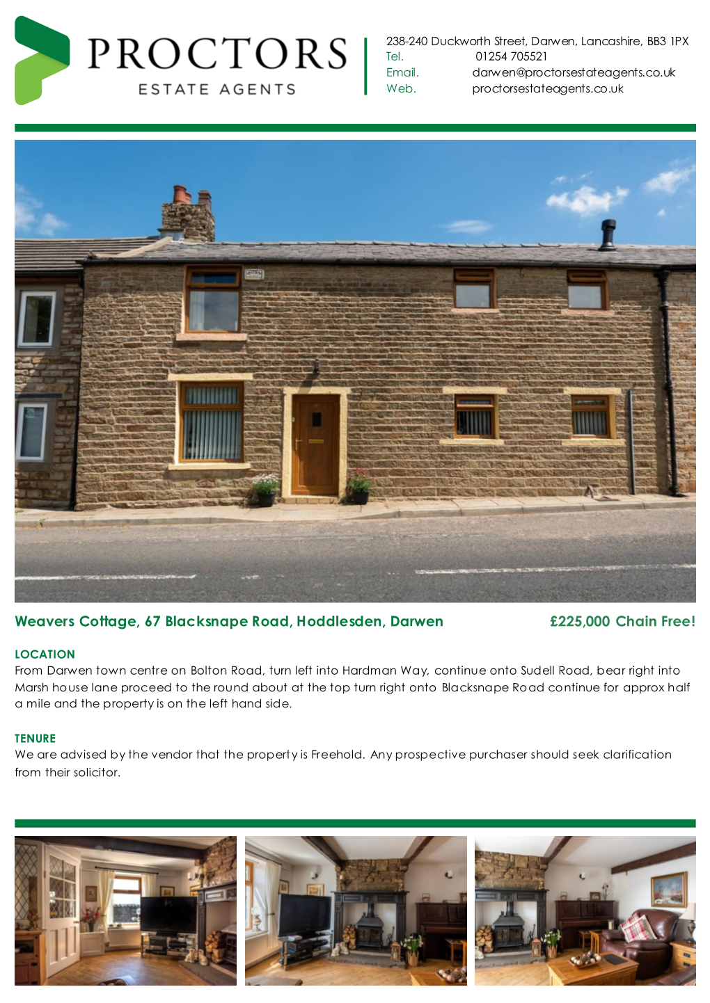 Weavers Cottage, 67 Blacksnape Road, Hoddlesden, Darwen £225,000 Chain Free!