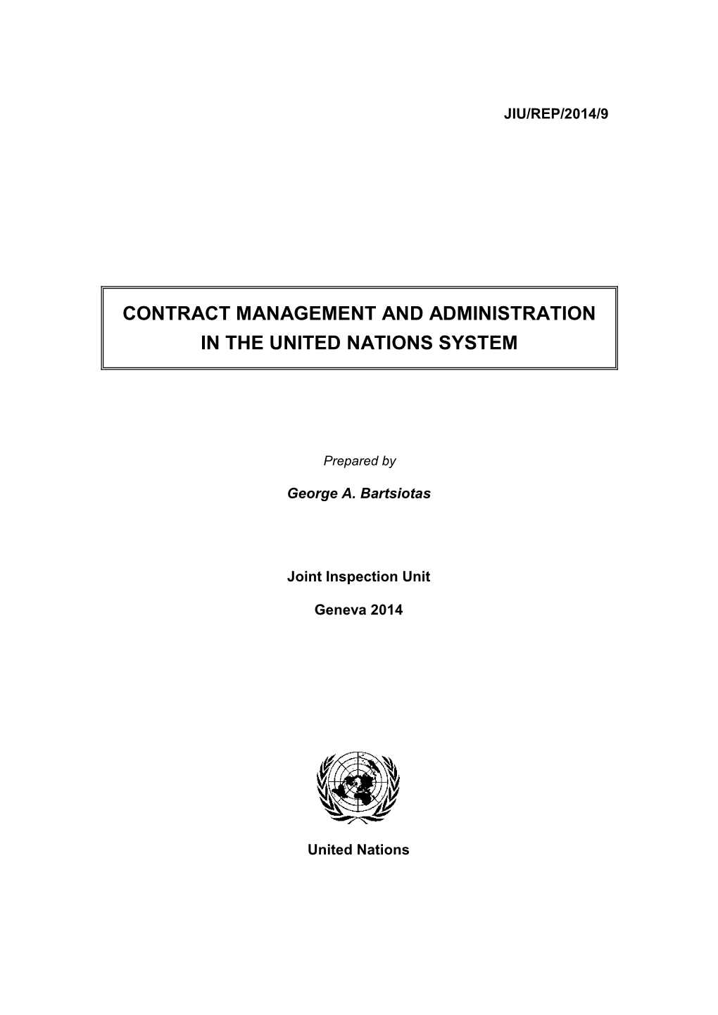 Contract Management and Administration in the United Nations System