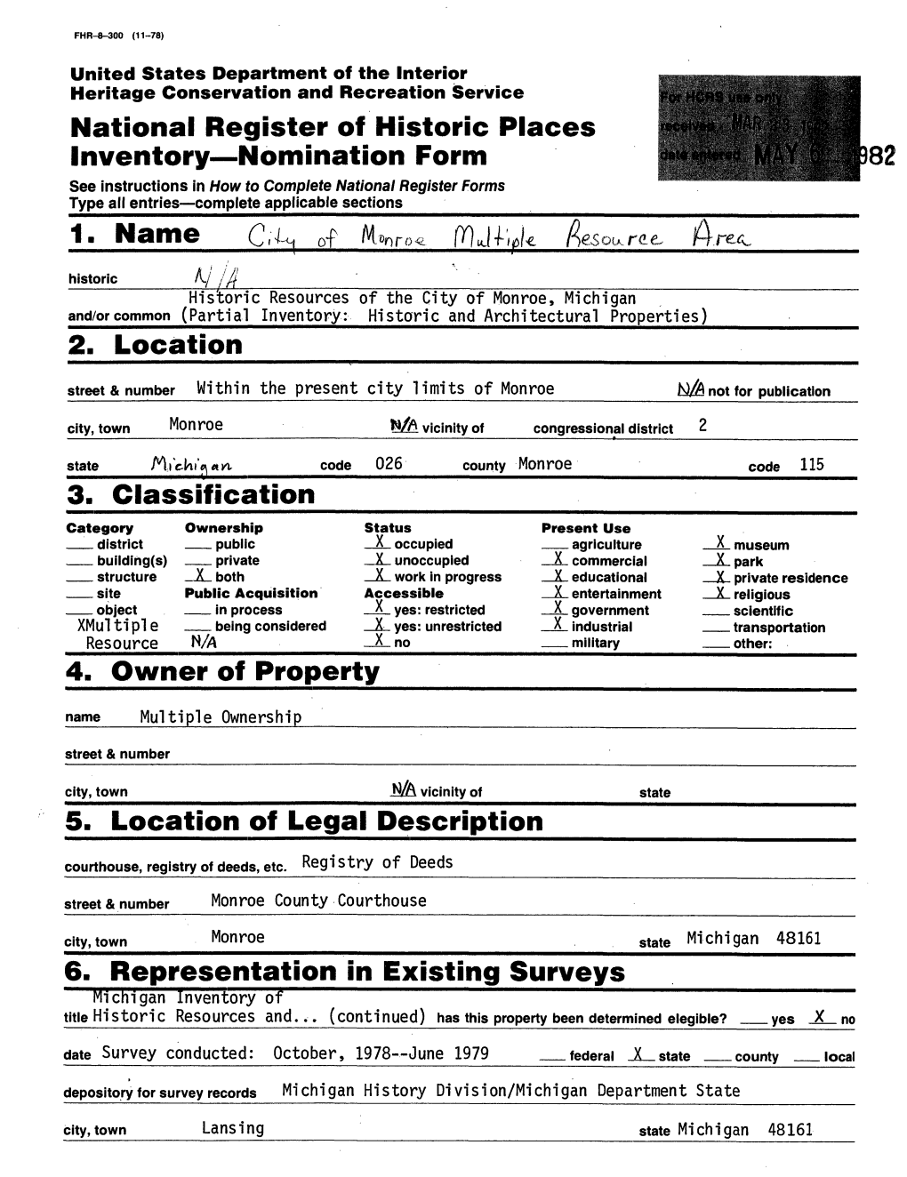 National Register of Historic Places Inventory Nomination Form 1