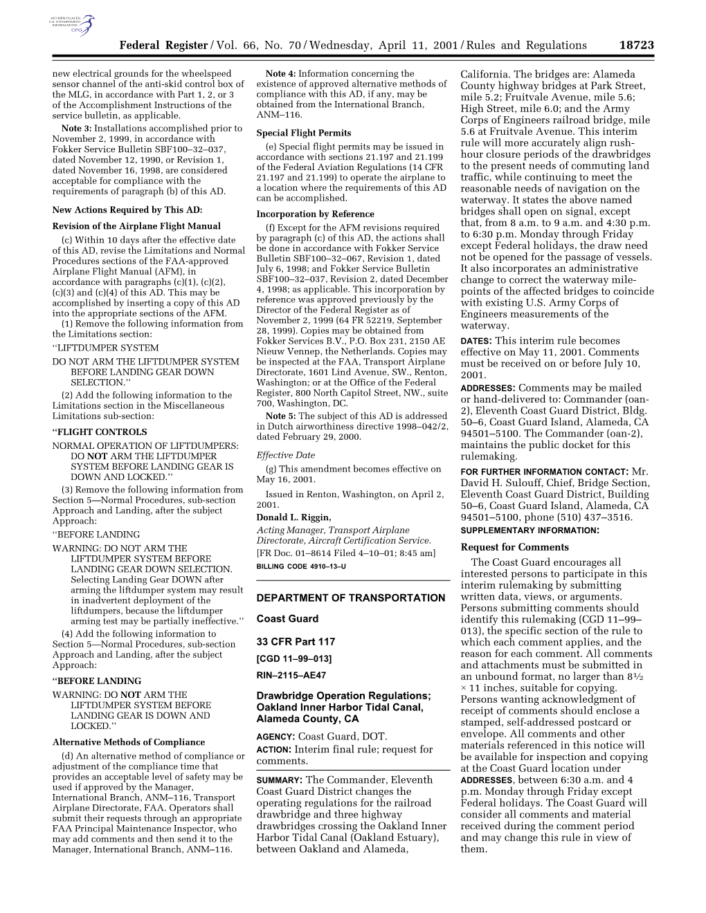 Federal Register/Vol. 66, No. 70/Wednesday, April 11, 2001/Rules