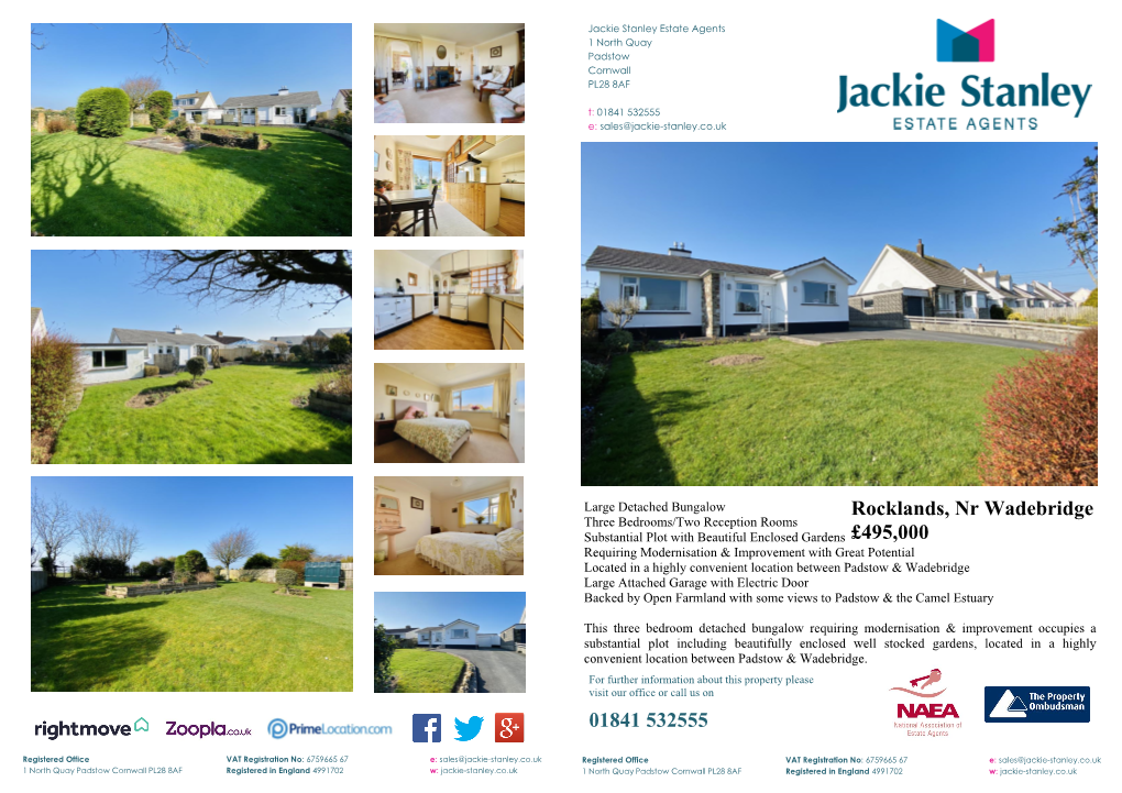 01841 532555 Rocklands, Nr Wadebridge £495,000