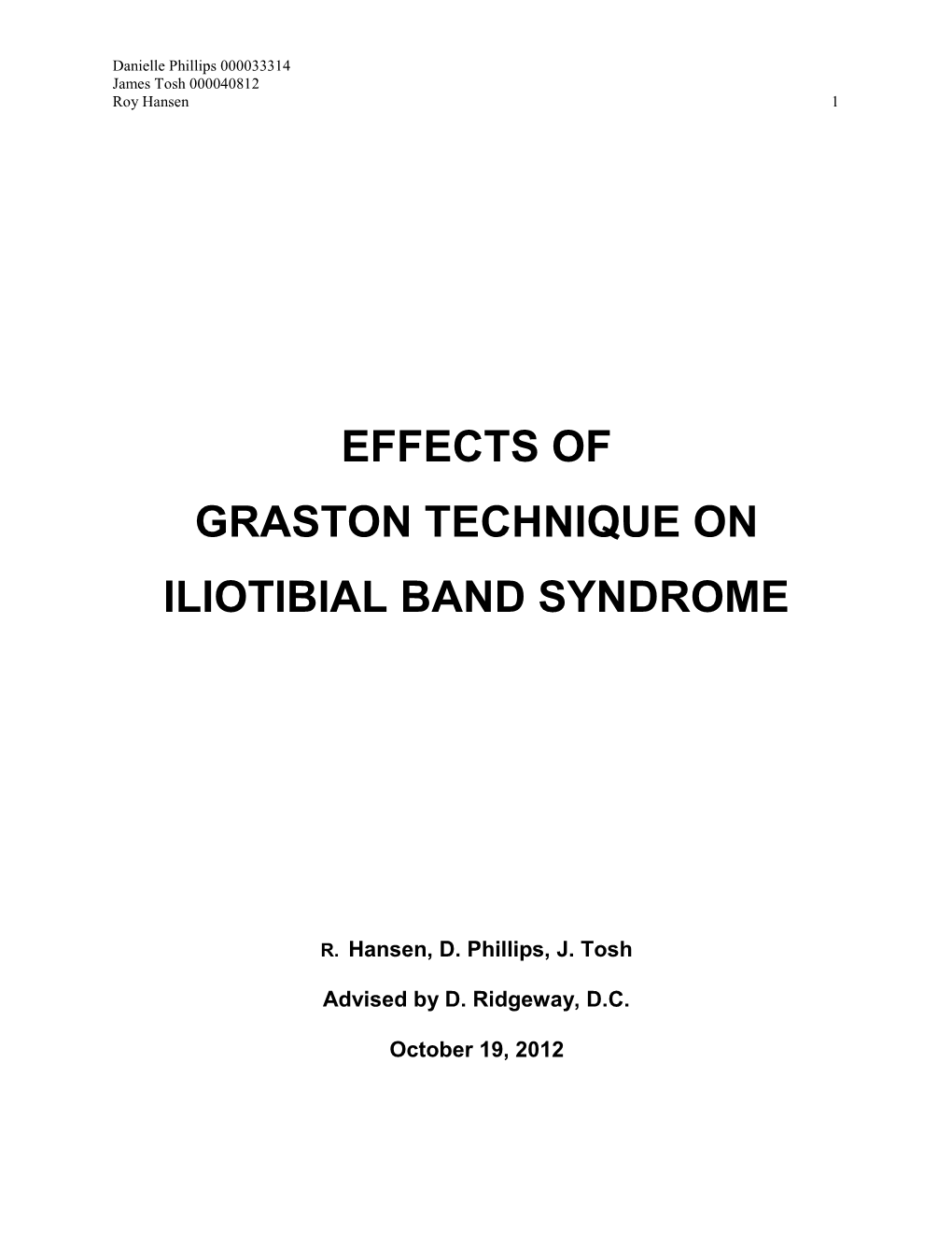 Effects of Graston Technique on Iliotibial Band Syndrome