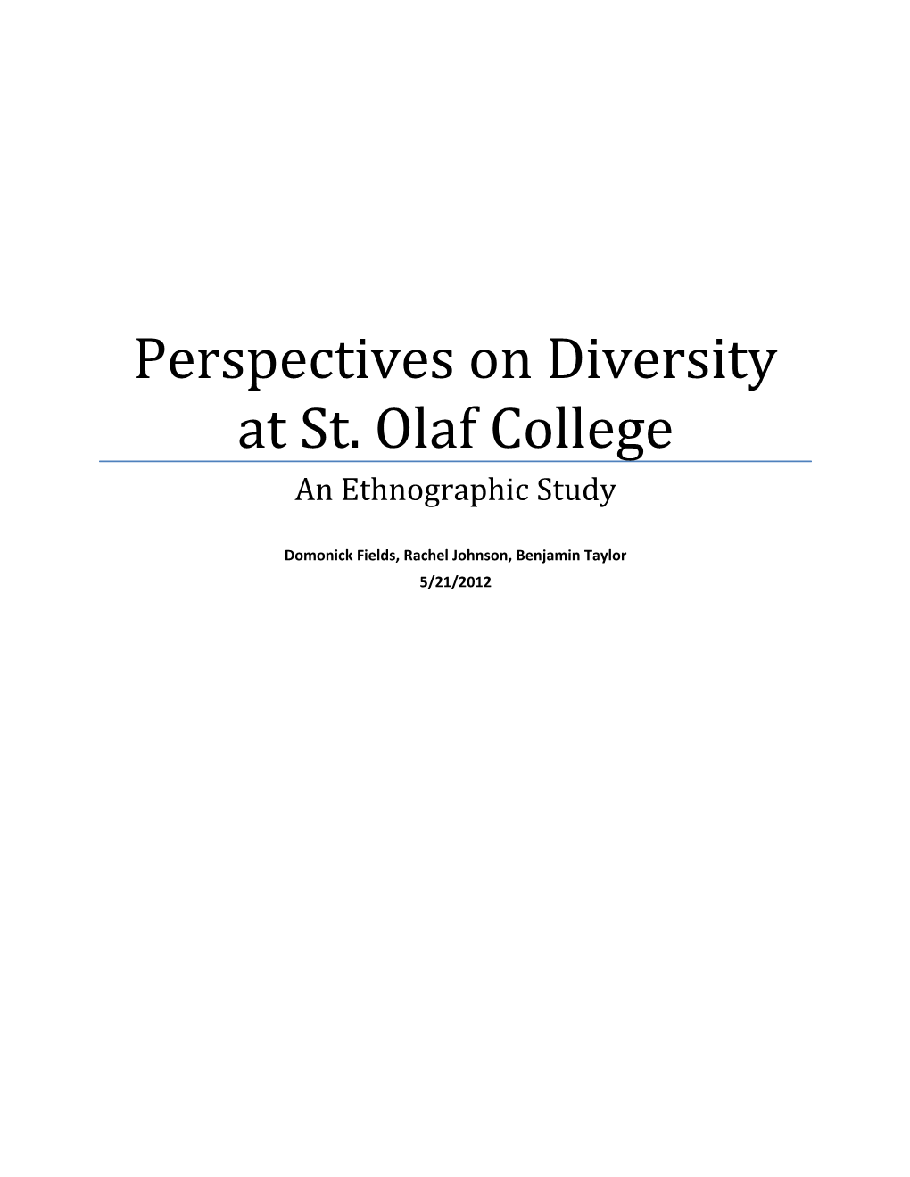 Perspectives On Diversity At St. Olaf College