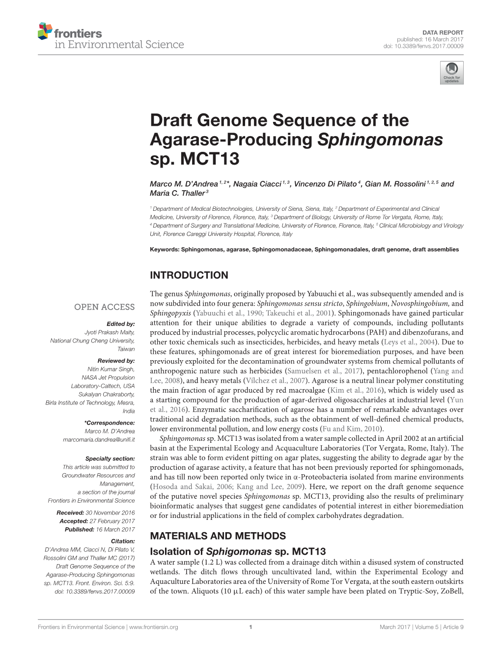 Draft Genome Sequence of the Agarase-Producing Sphingomonas Sp