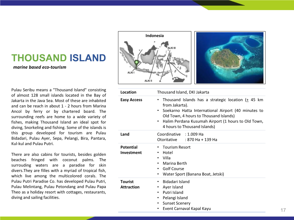 THOUSAND ISLAND Marine Based Eco-Tourism