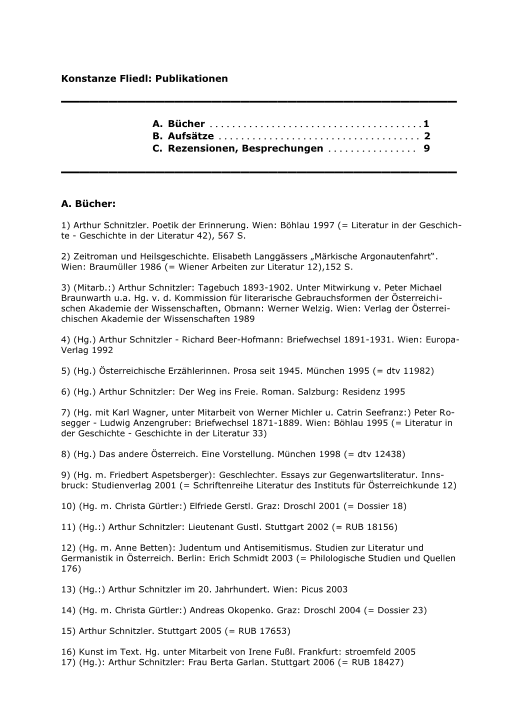 Konstanze Fliedl: Publikationen