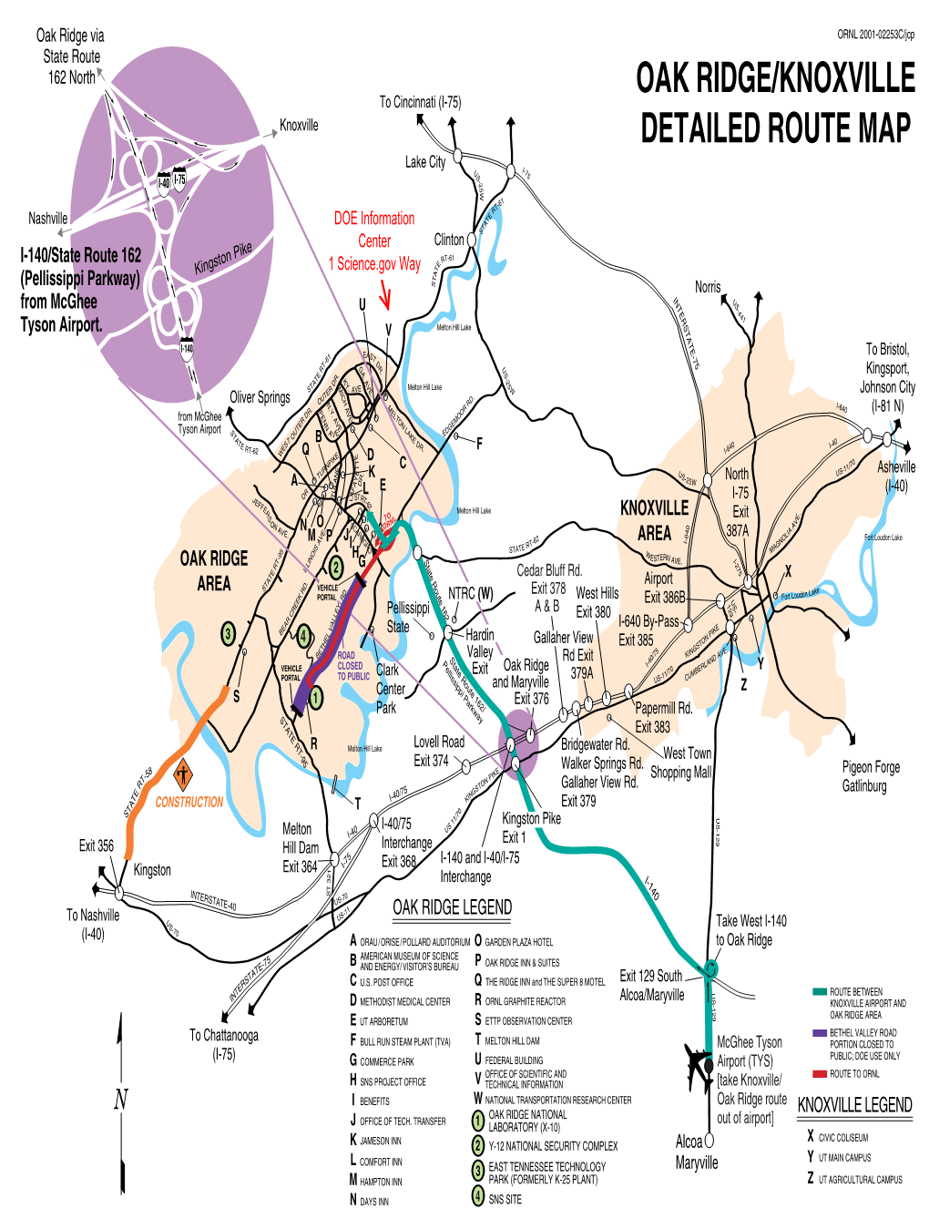 Oak Ridge/Knoxville Detailed Route