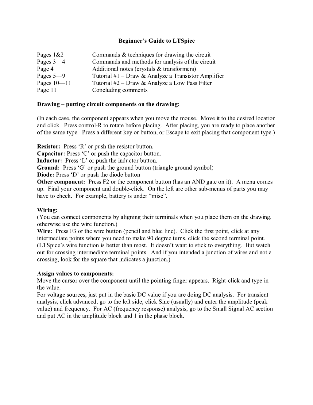 Beginner's Guide to Ltspice Pages 1&2 Commands & Techniques For