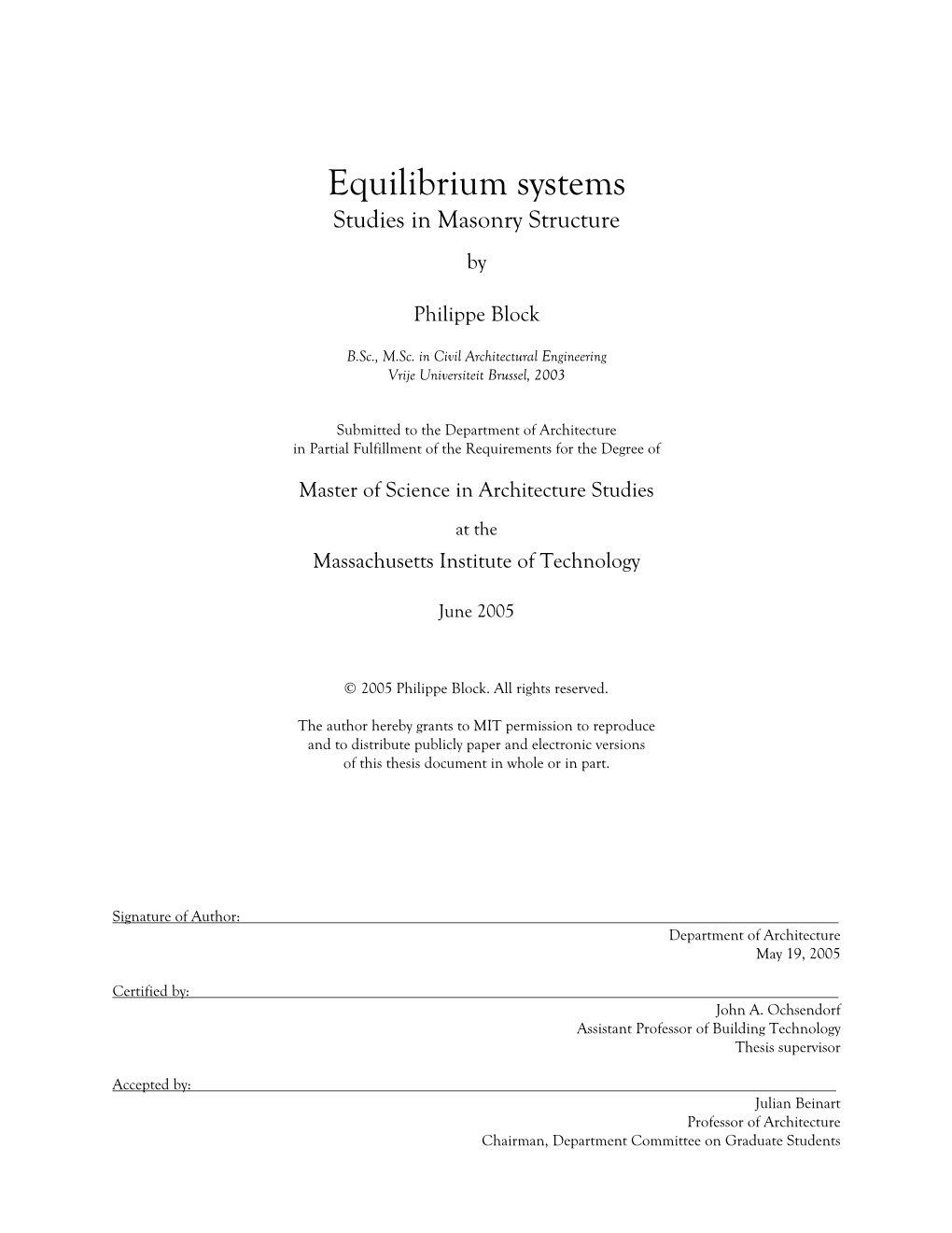 Equilibrium Systems