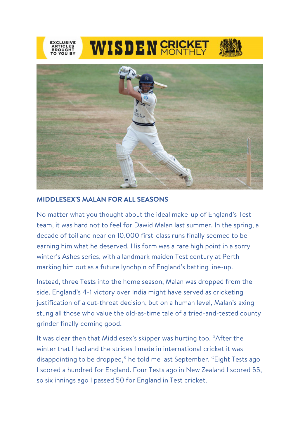 MIDDLESEX's MALAN for ALL SEASONS No Matter What You