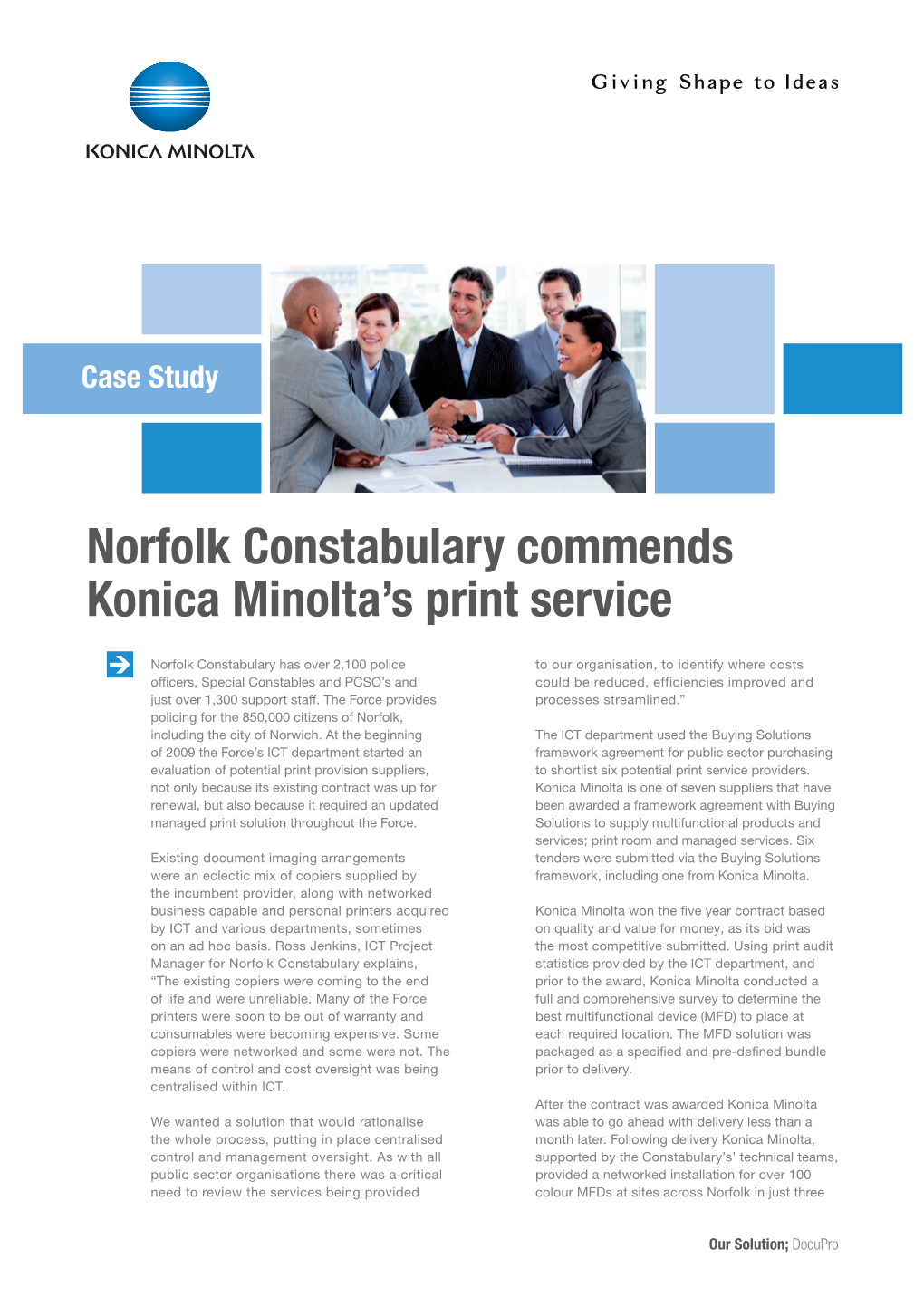Norfolk Constabulary Commends Konica Minolta's Print Service