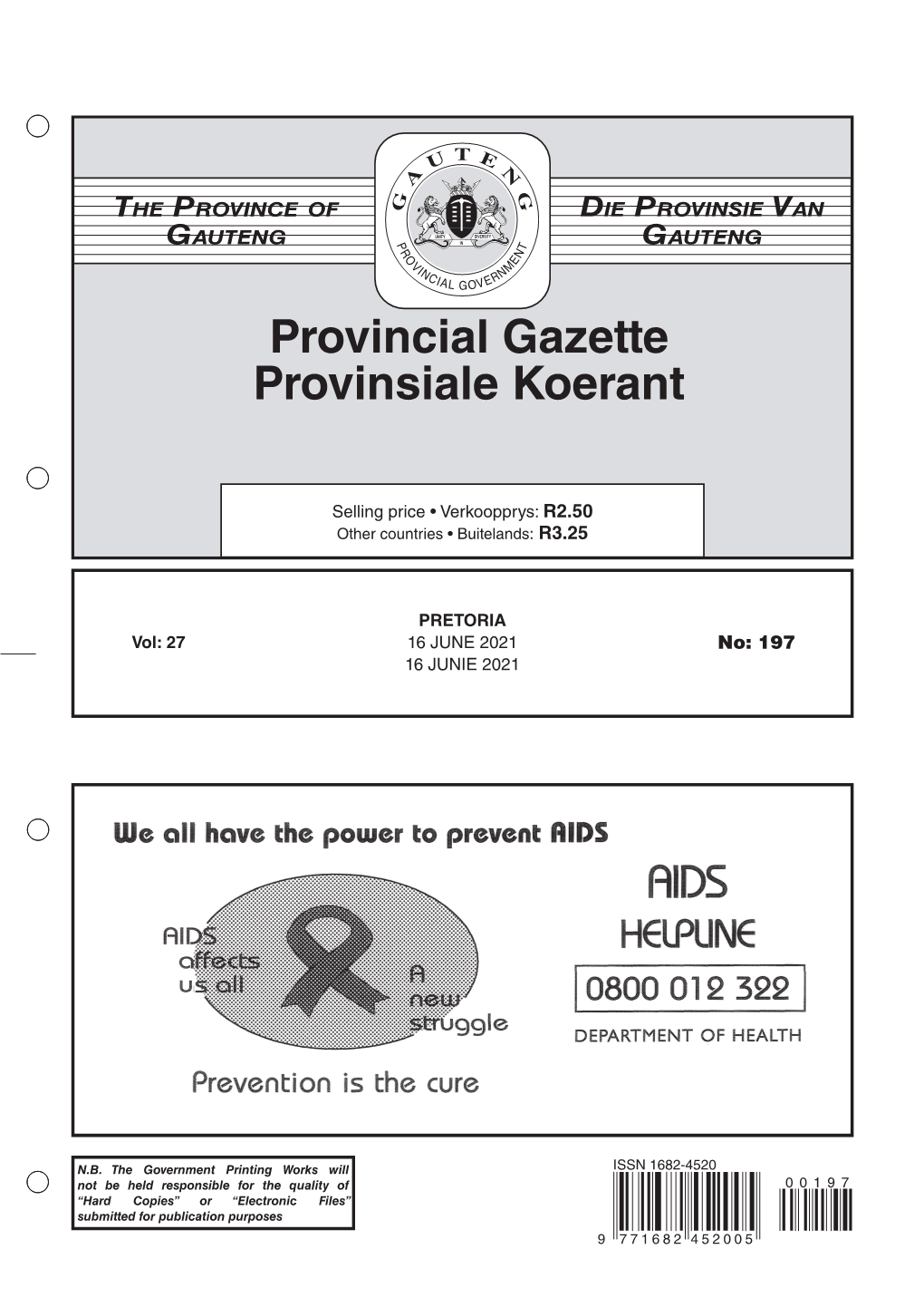 Provincial Gazette Provinsiale Koerant