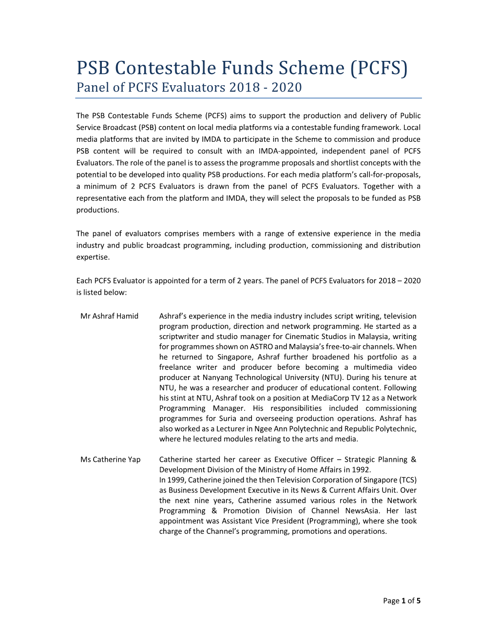 PSB Contestable Funds Scheme (PCFS)