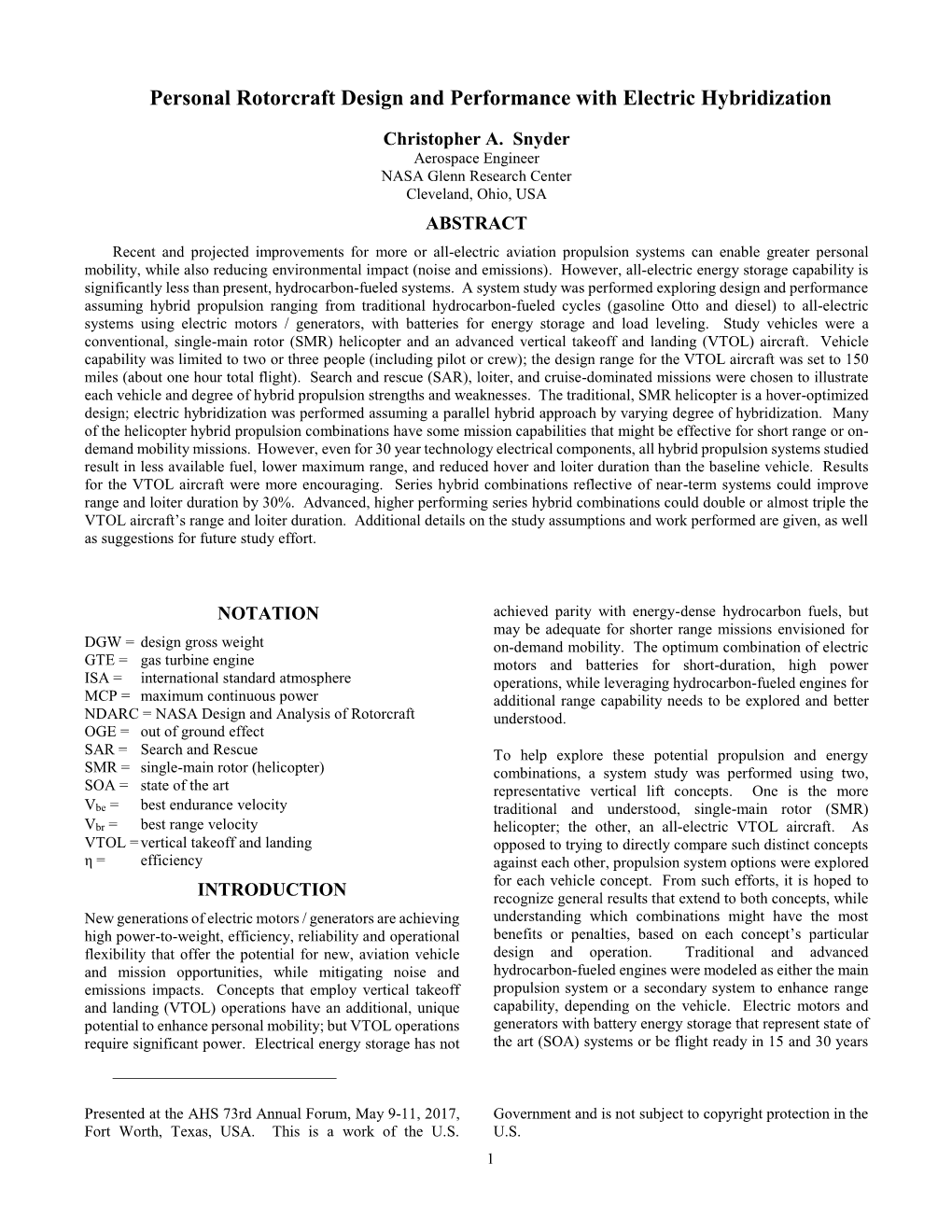 Personal Rotorcraft Design and Performance with Electric Hybridization