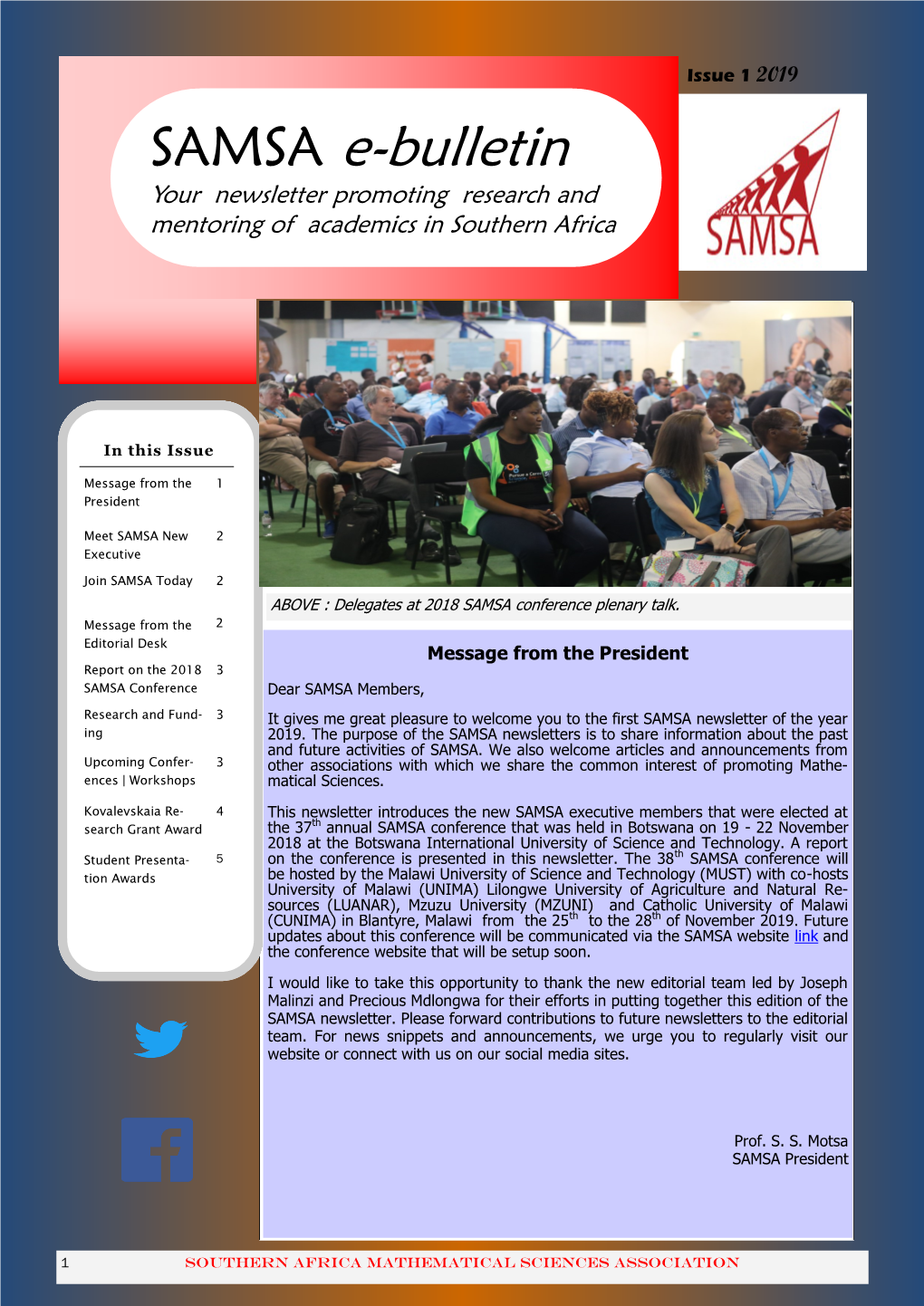 SAMSA E-Bulletin Your Newsletter Promoting Research and Mentoring of Academics in Southern Africa