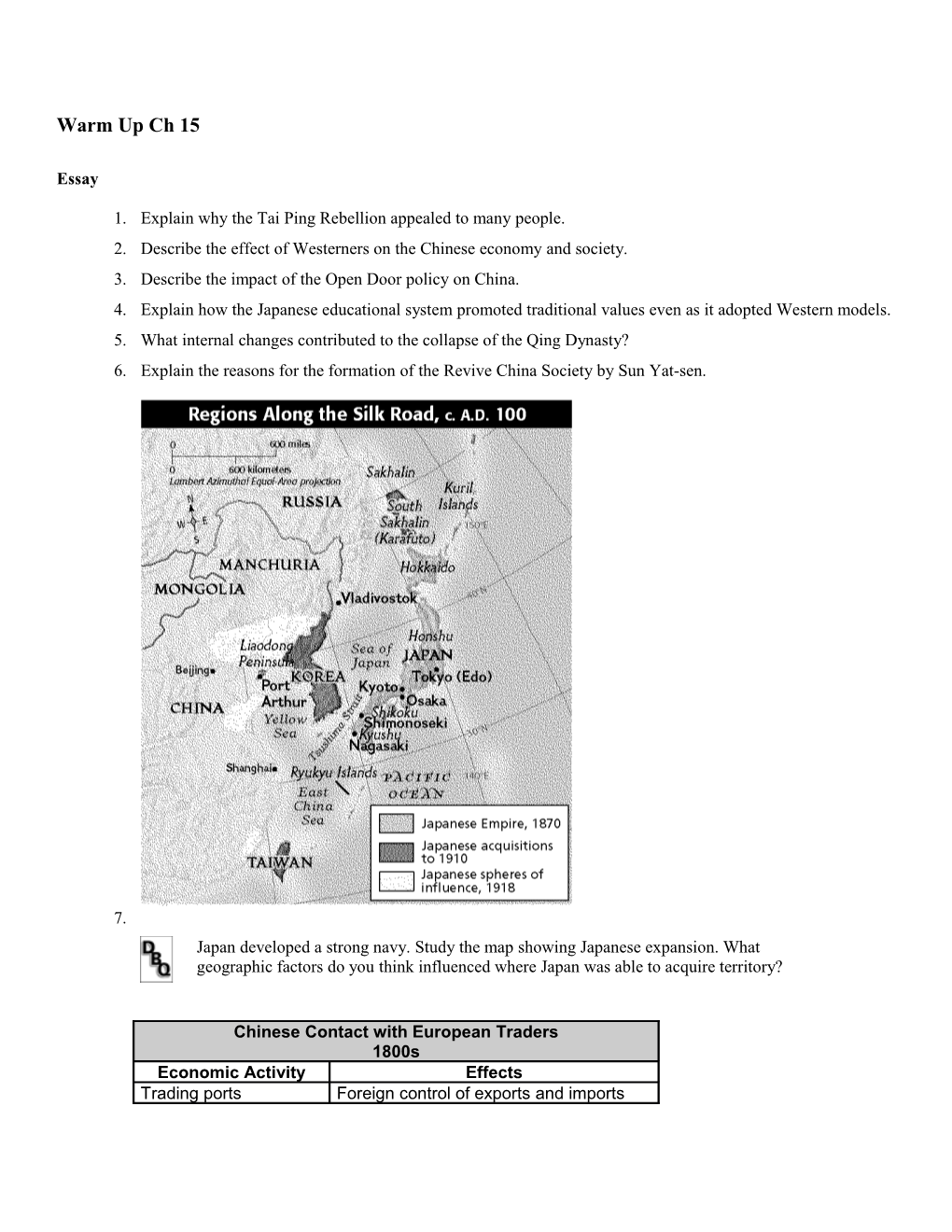 1. Explain Why the Tai Ping Rebellion Appealed to Many People