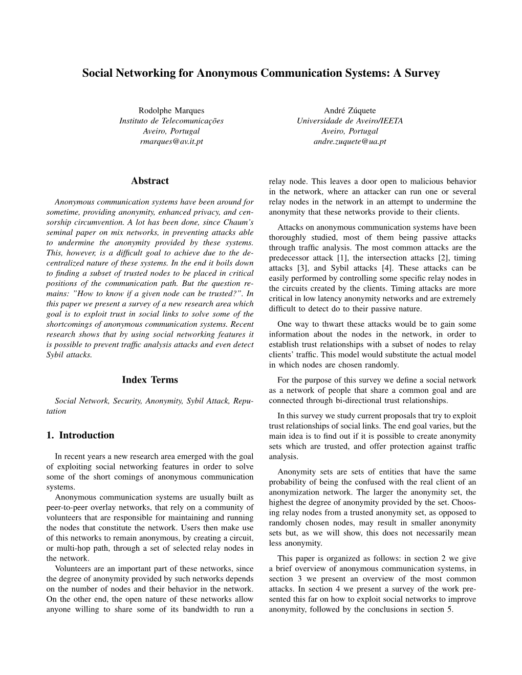 Social Networking for Anonymous Communication Systems: a Survey