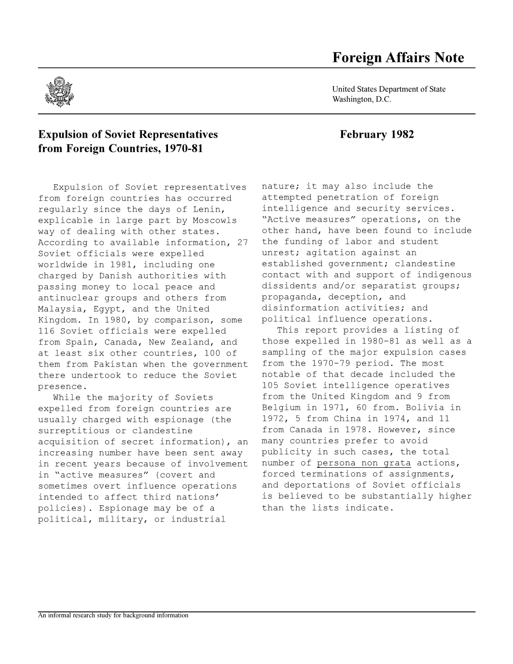 Expulsion of Soviet Representatives from Foreign Countries 1970-81.P65