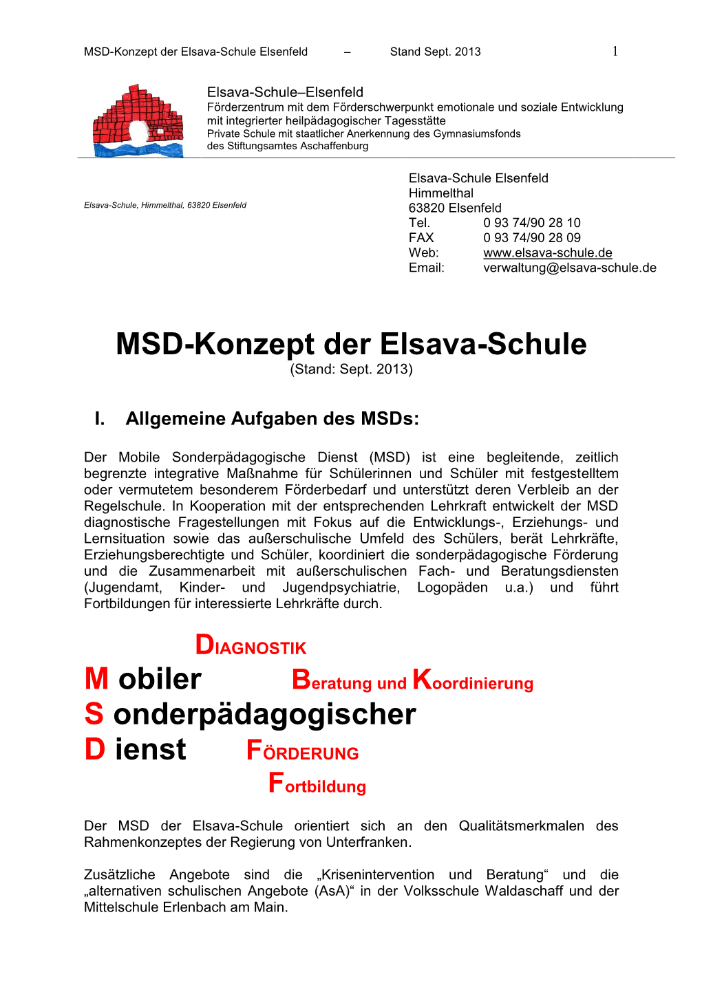 MSD-Konzept Der Elsava-Schule M Obiler S Onderpädagogischer D