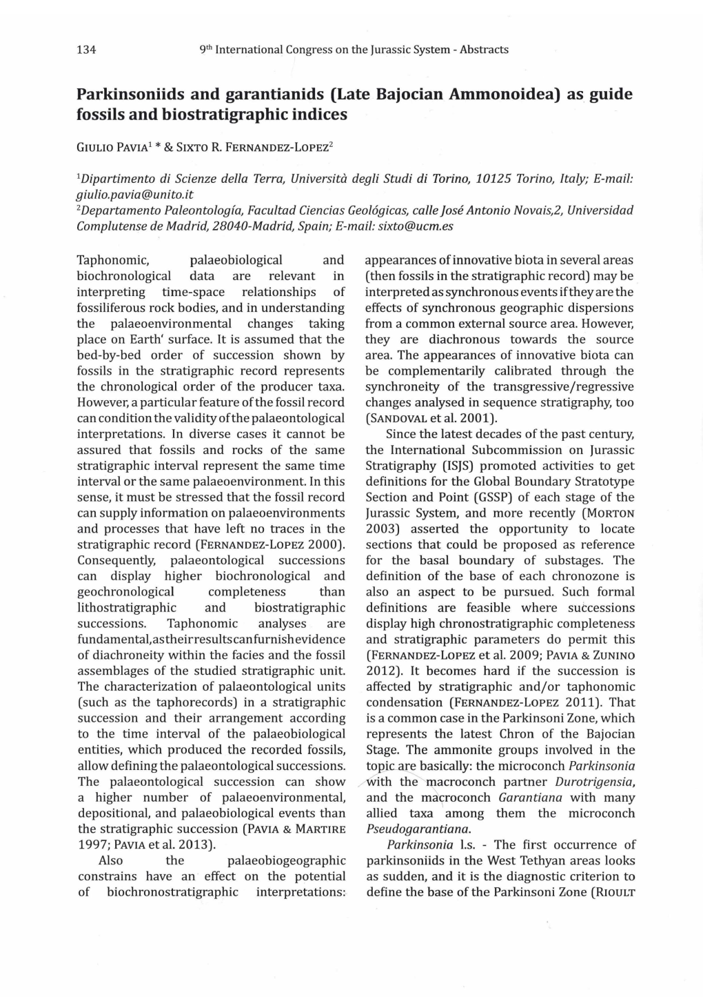 (Late Bajocian Ammonoidea) As Guide Fossils and Biostratigraphic Indices