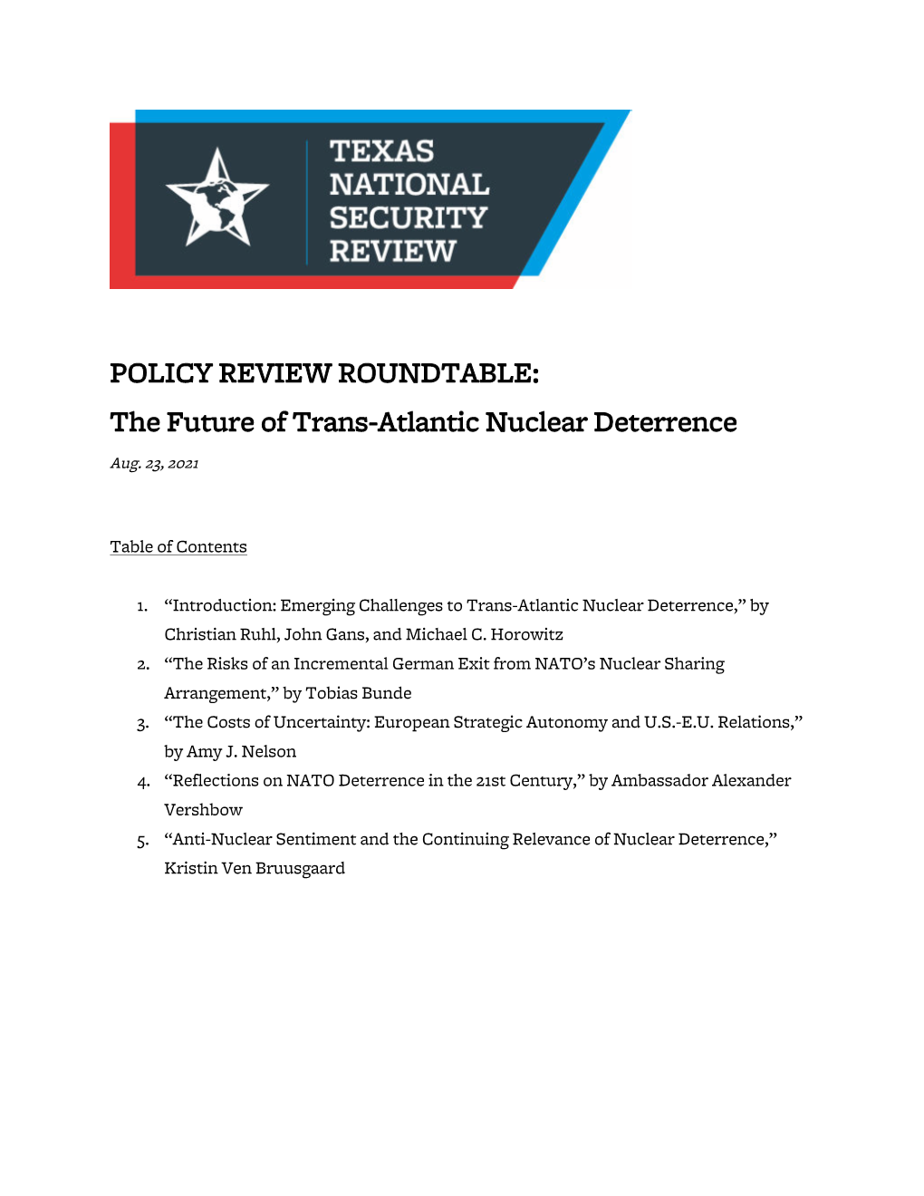 The Future of Trans-Atlantic Nuclear Deterrence