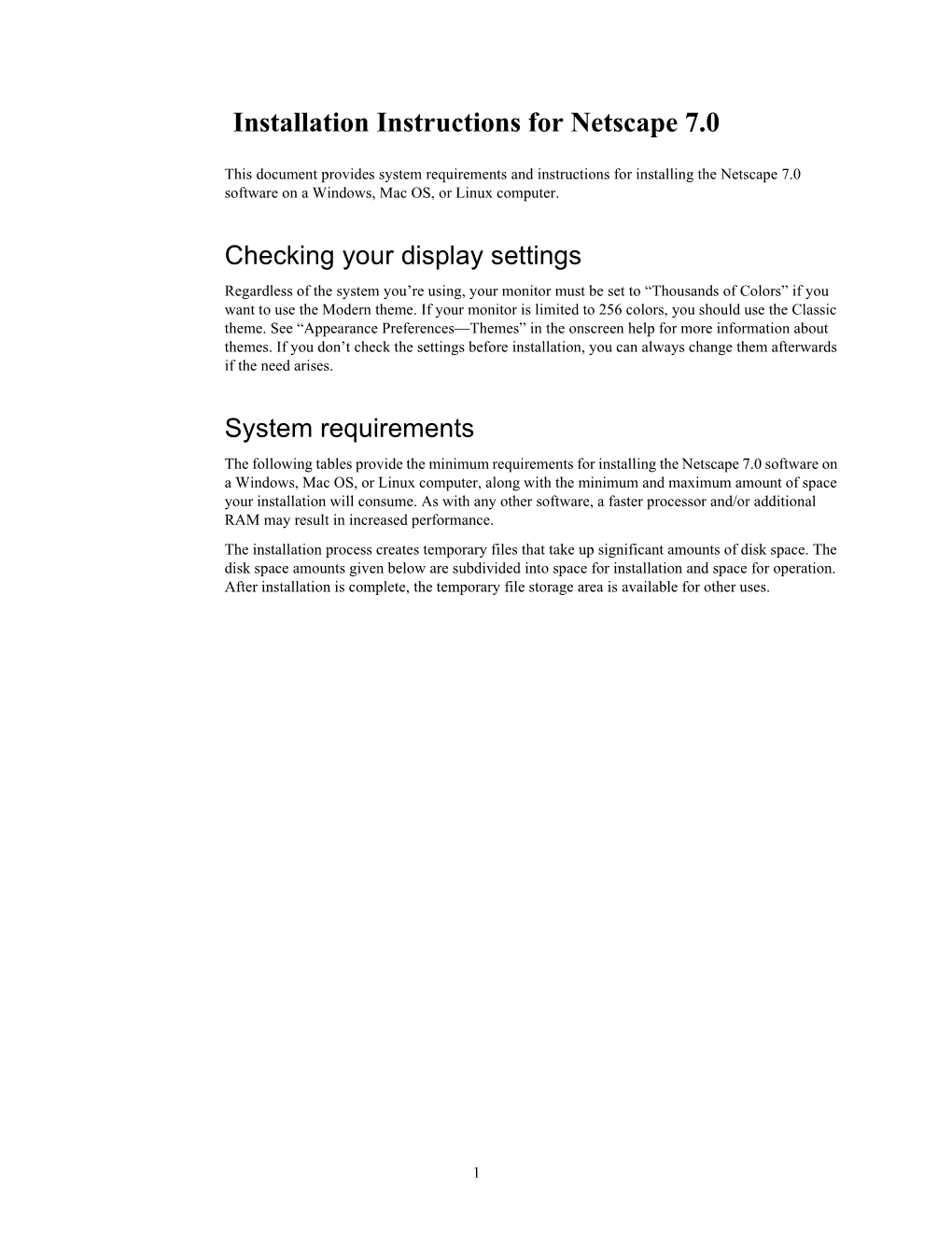 Installation Instructions for Netscape 7.0