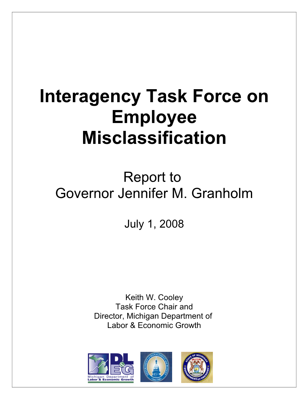 Report to Governor Jennifer M