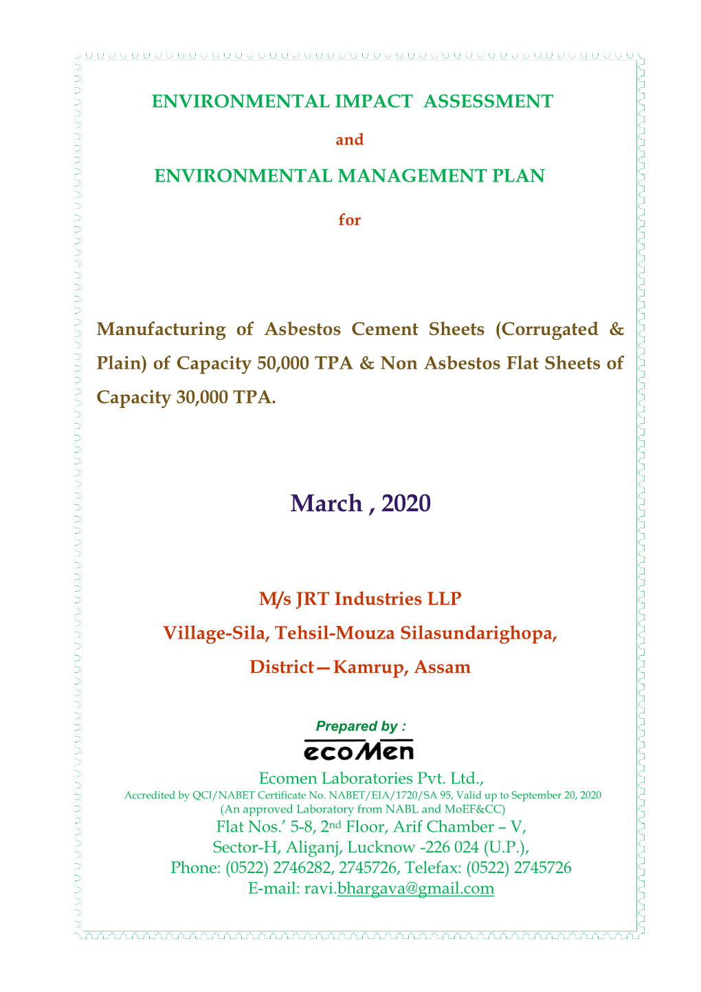 Chapter-1 EIA/EMP of M/S JRT INDUSTRIES LLP