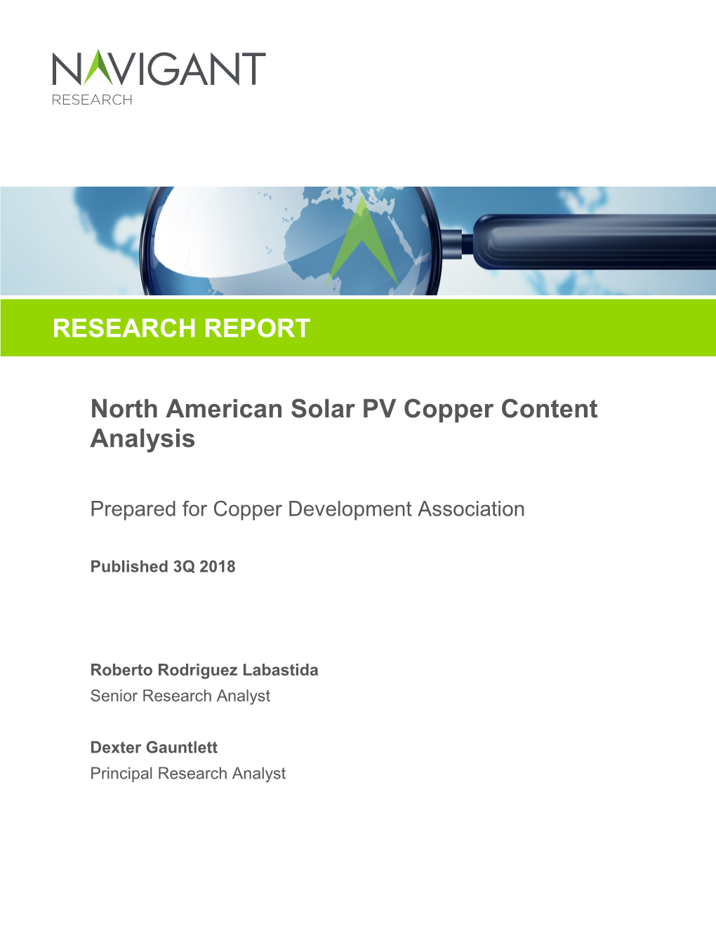 North American Solar PV Copper Content Analysis RESEARCH REPORT