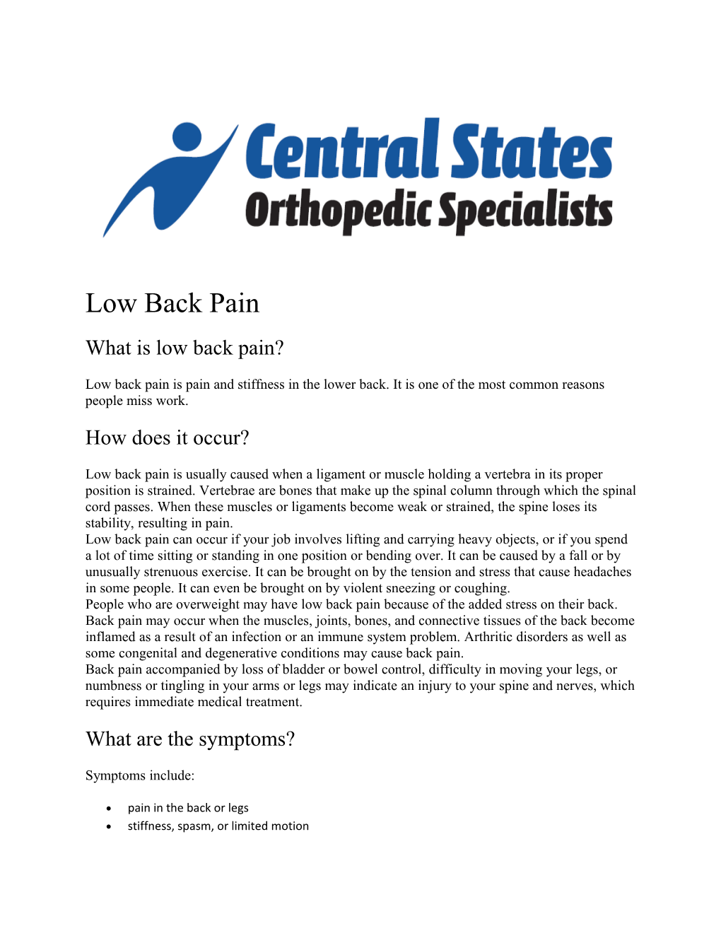 What Is Low Back Pain?