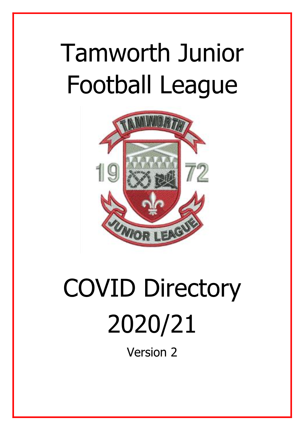 Tamworth Junior Football League COVID Directory 2020/21