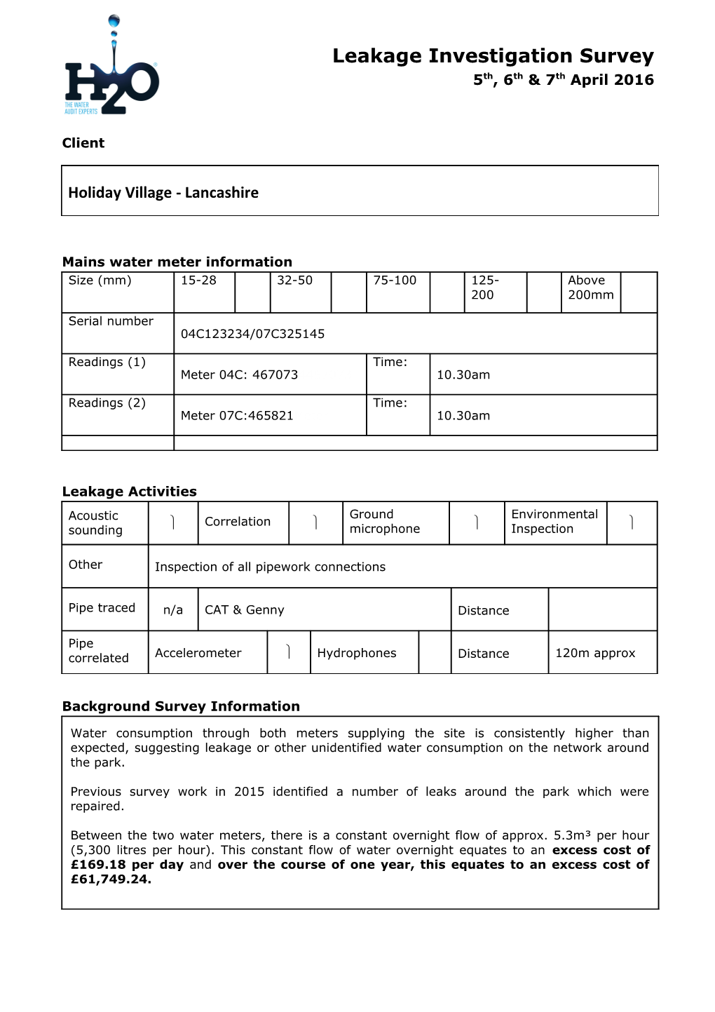 Leakage Investigation Survey