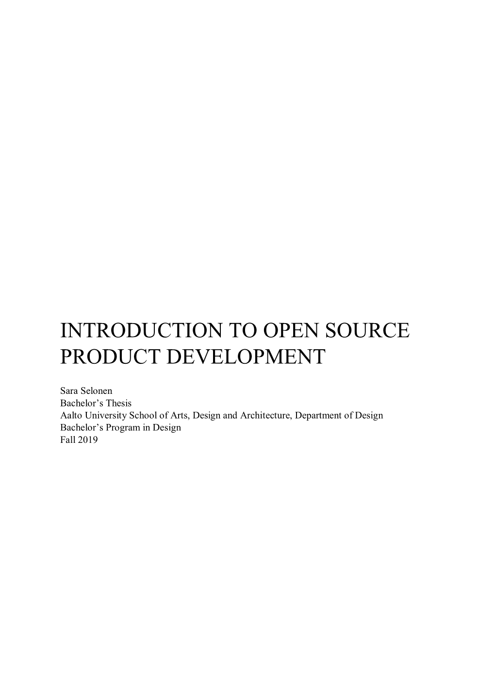 Introduction to Open Source Product Development