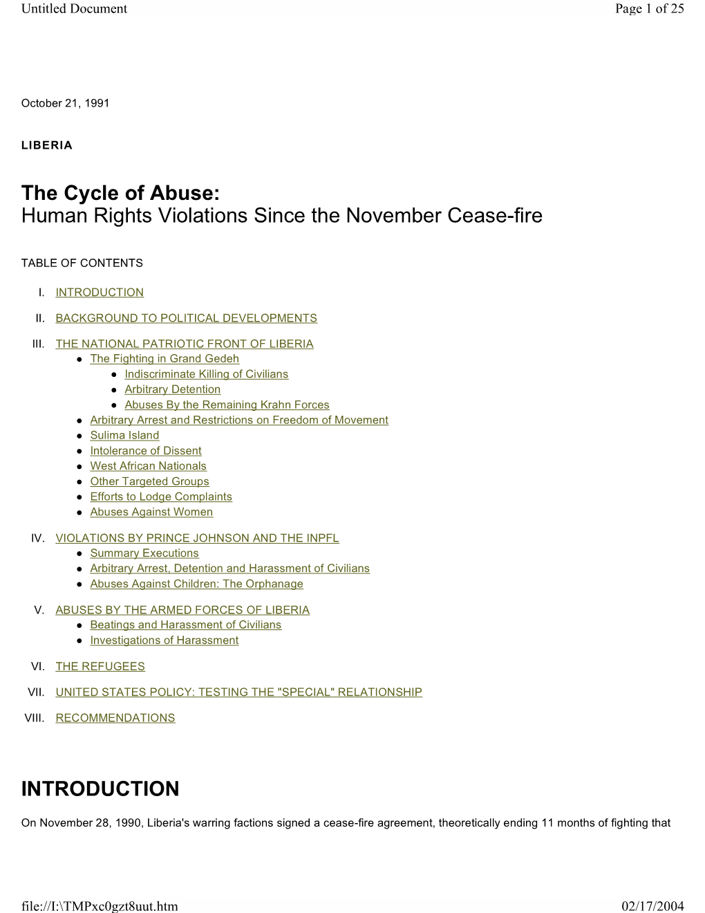 The Cycle of Abuse: Human Rights Violations Since the November Cease-Fire