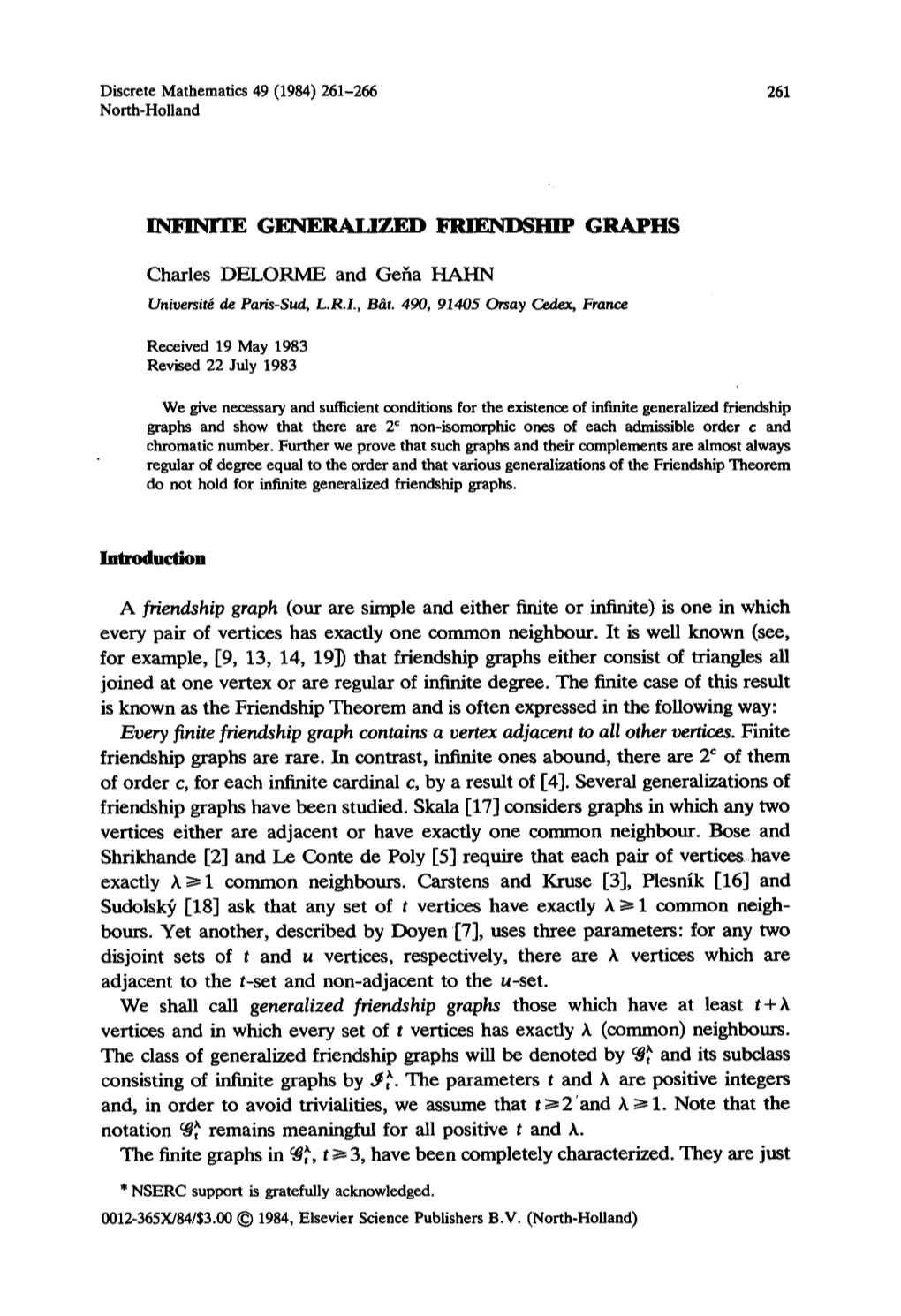 Generahz~D Friendship Graphs