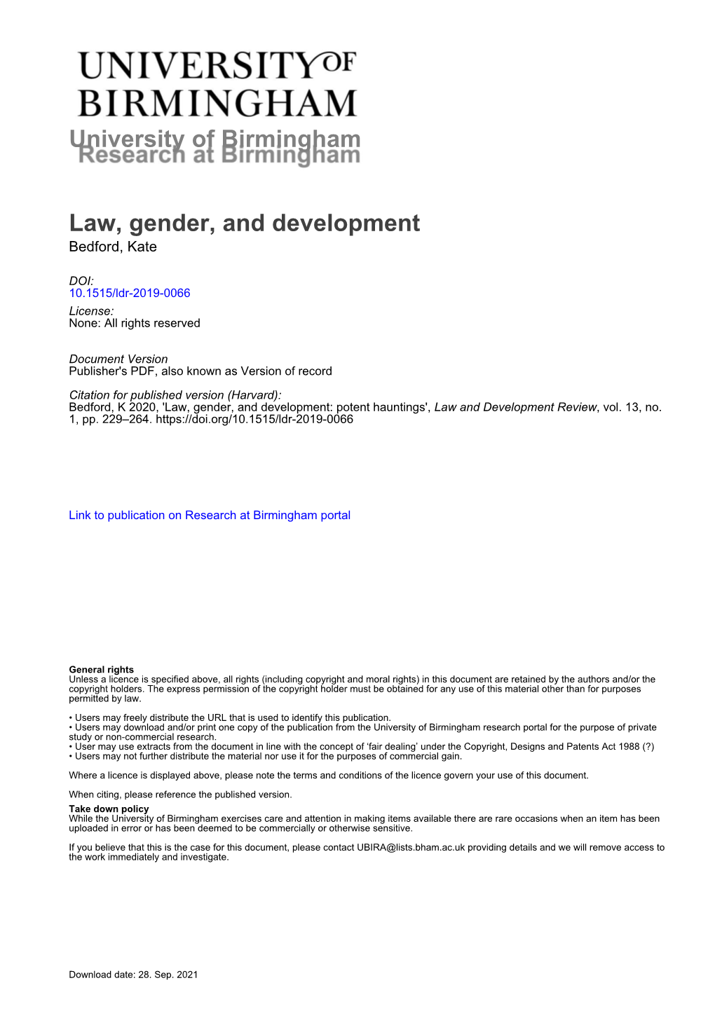 Law and Development Review, Vol