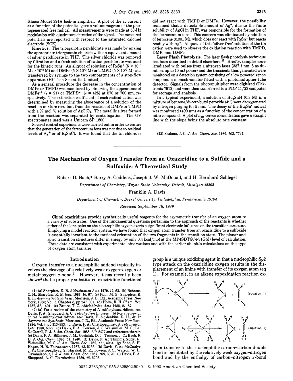 The Mechanism of Oxygen Transfer from an Oxaziridine to a Sulfide and a Sulfoxide: a Theoretical Study