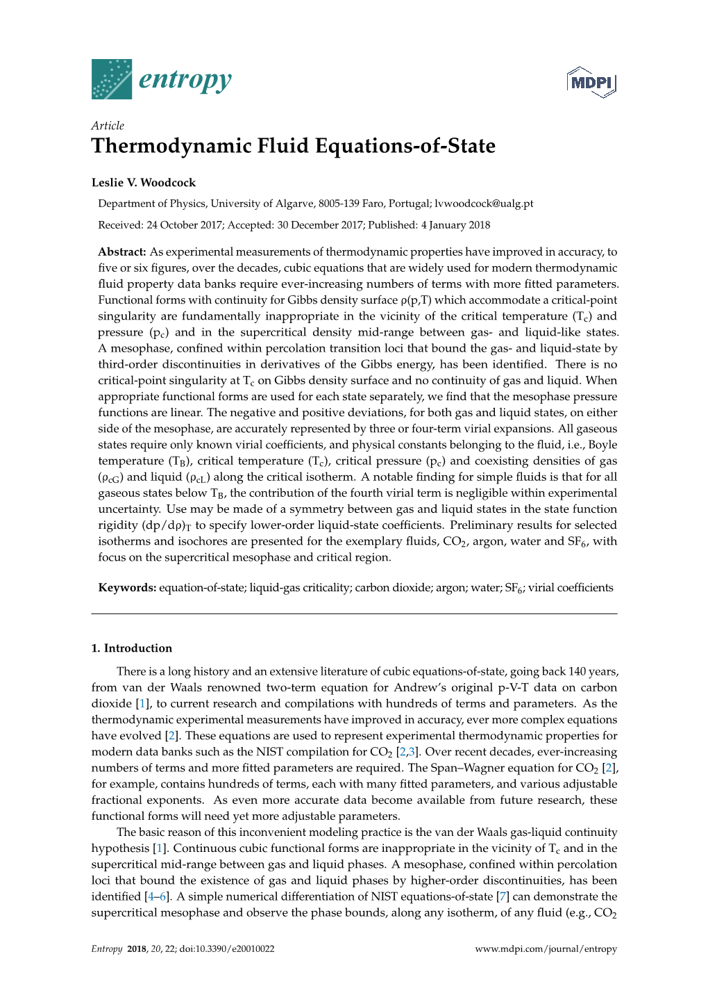 Thermodynamic Fluid Equations-Of-State