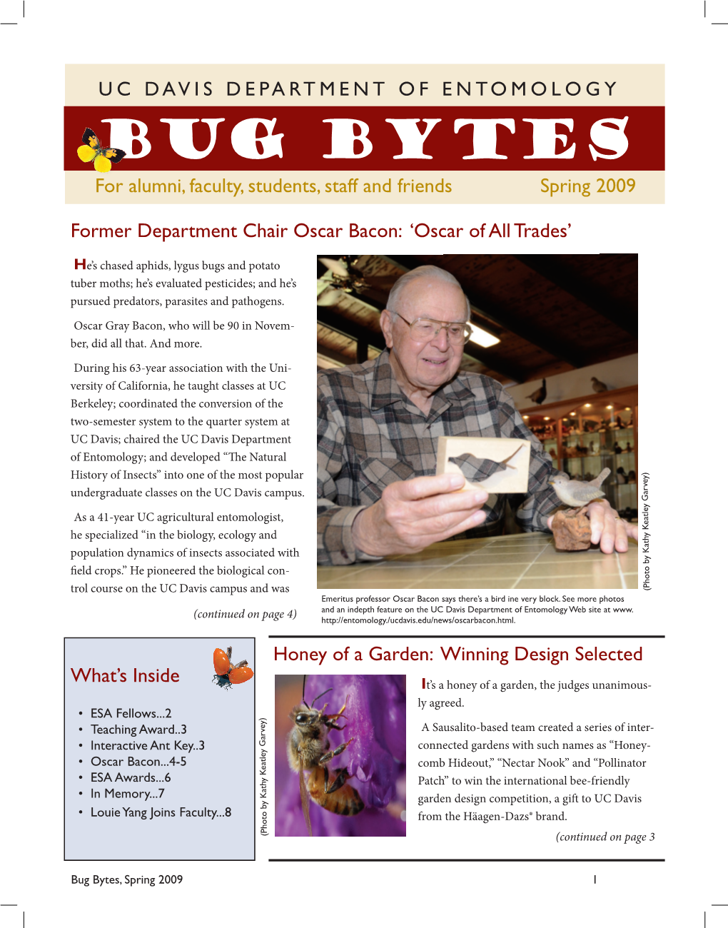 Bug Bytes for Alumni, Faculty, Students, Staff and Friends Spring 2009