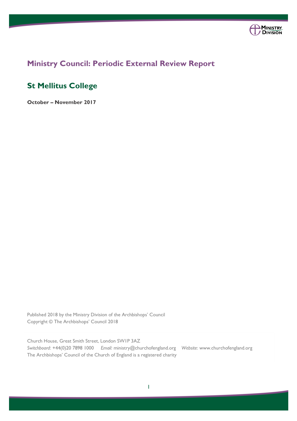 Periodic External Review Report St Mellitus College