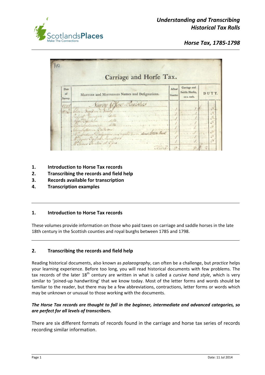 Understanding and Transcribing Historical Tax Rolls