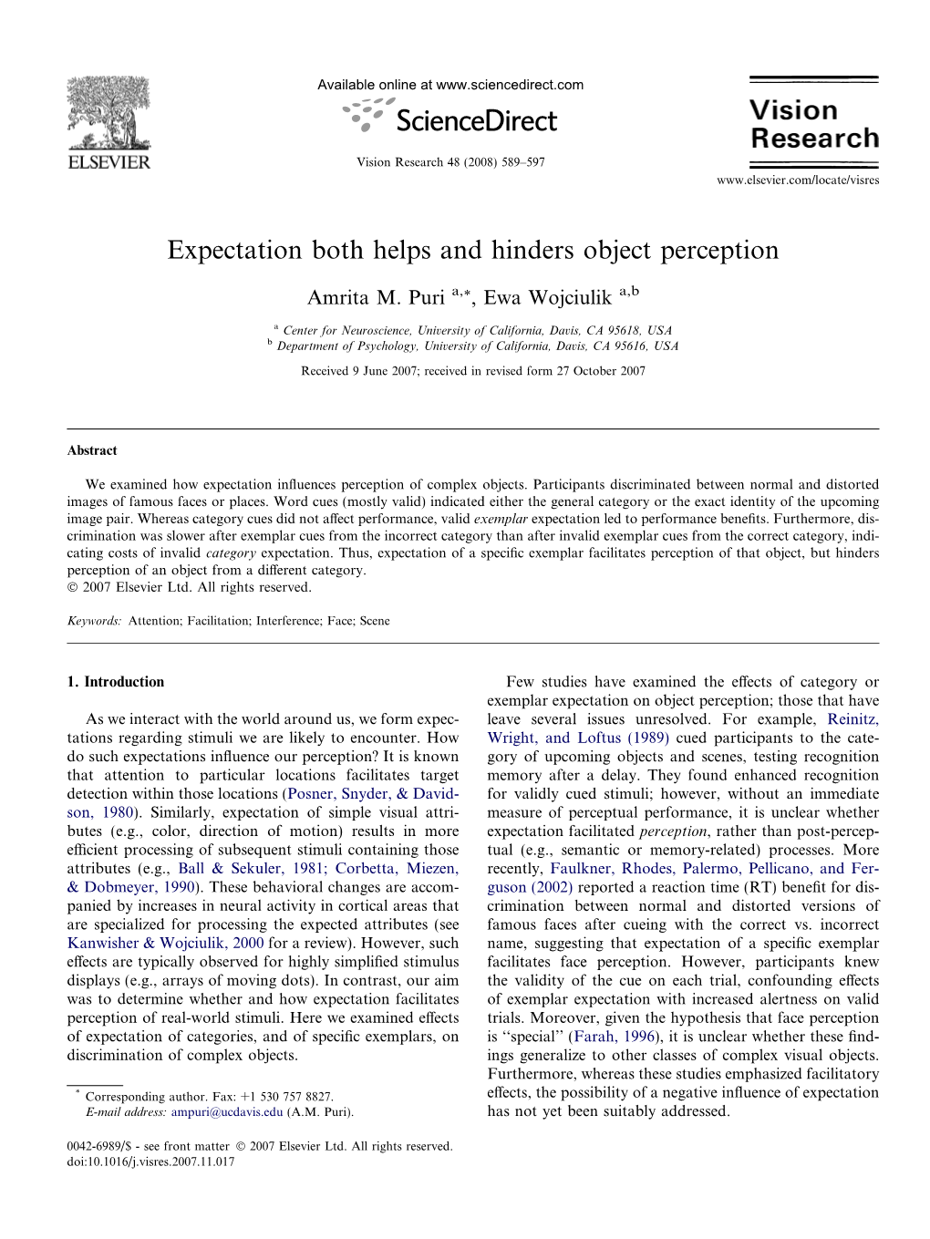 Expectation Both Helps and Hinders Object Perception