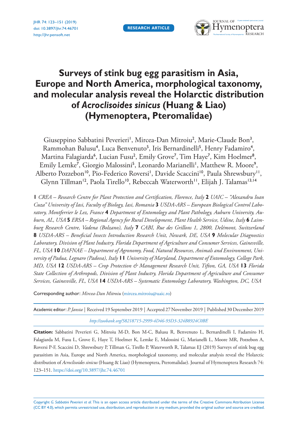 Surveys of Stink Bug Egg Parasitism in Asia, Europe and North America, Morphological Taxonomy, and Molecular Analysis Reveal