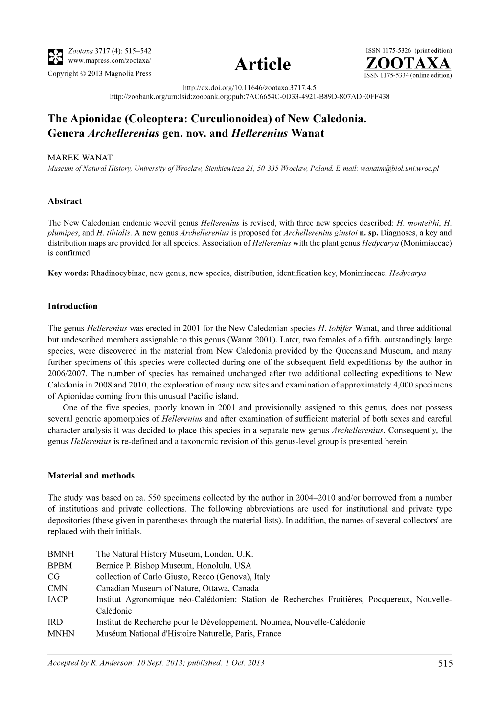 The Apionidae (Coleoptera: Curculionoidea) of New Caledonia