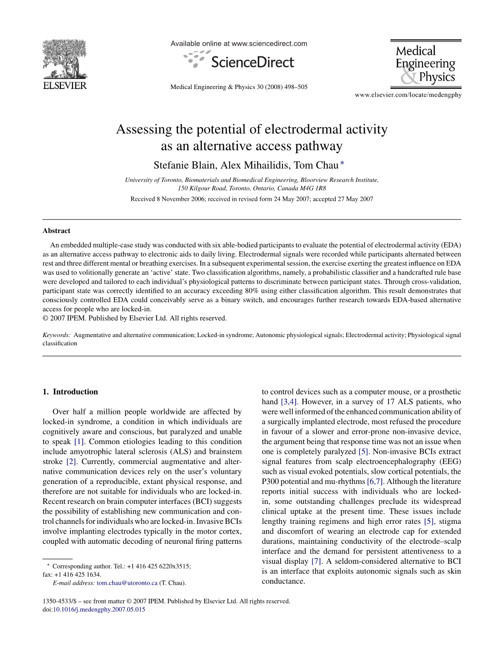 Assessing the Potential of Electrodermal Activity As An