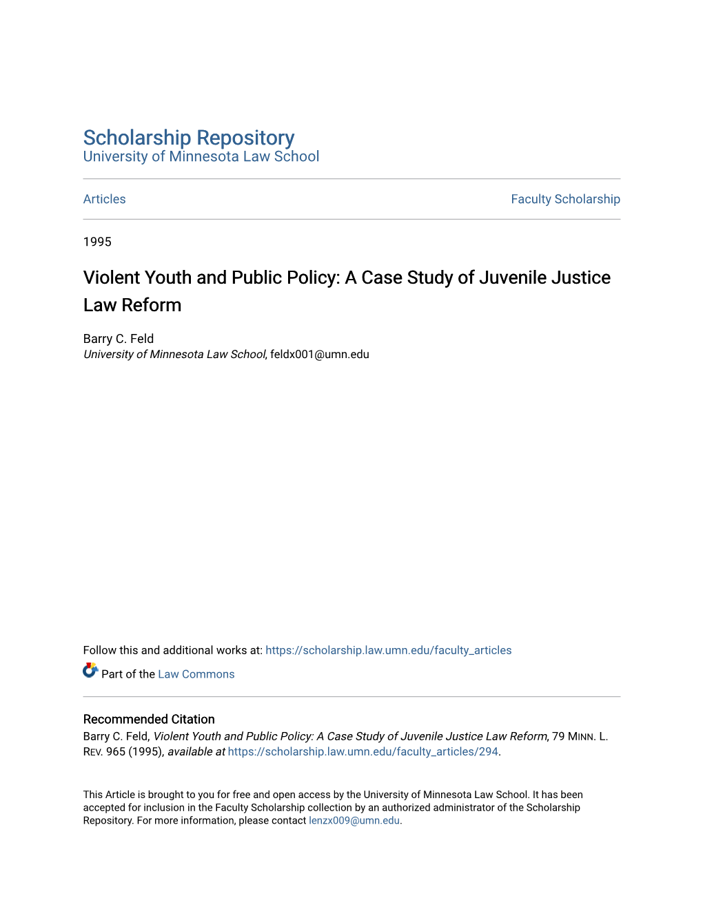 A Case Study of Juvenile Justice Law Reform